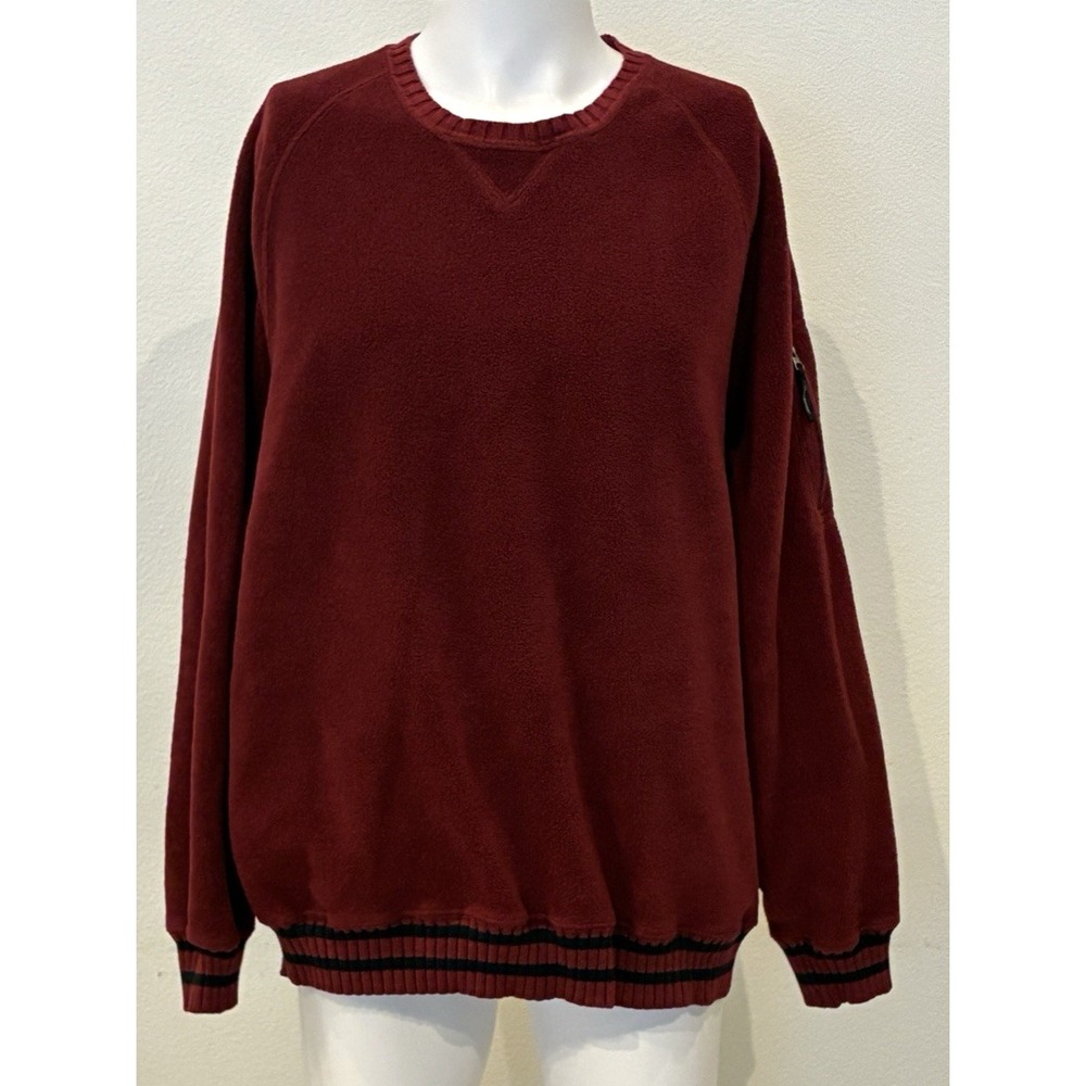 Vtg Eddie Bauer Sport Shop Mens Fleece Crewneck Sweatshirt Burgundy Cozy Sz XLT